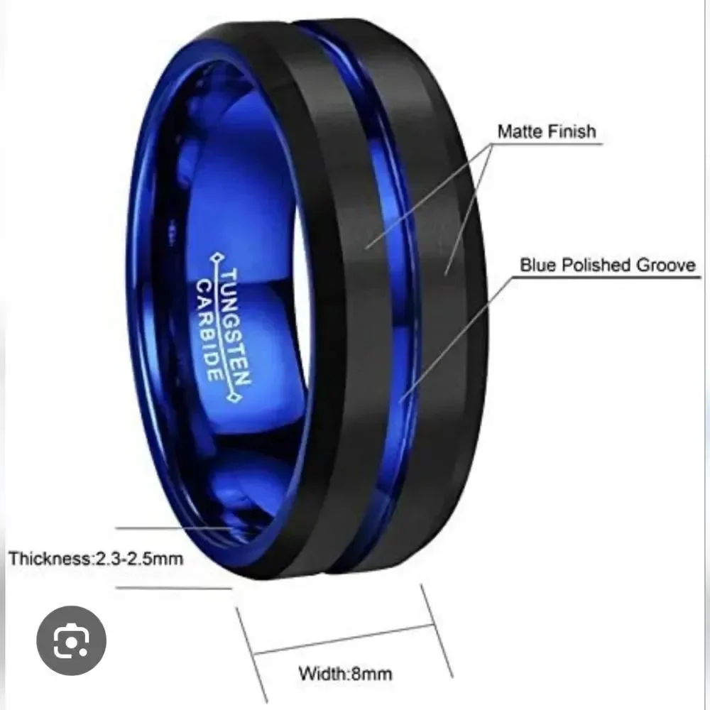 Black & Blue Tungsten Ring